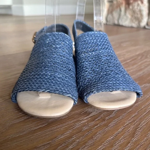 Paul Green Helena Woven Leather Slingback Sandal Indigo Block Heel 7 / 4.5 UK - Picture 4 of 15